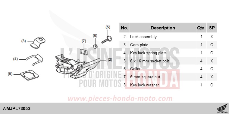 KIT,TOP BOX LOCK de Forza 750 IRIDIUM GRAY METALLIC (NHC65) 2025
